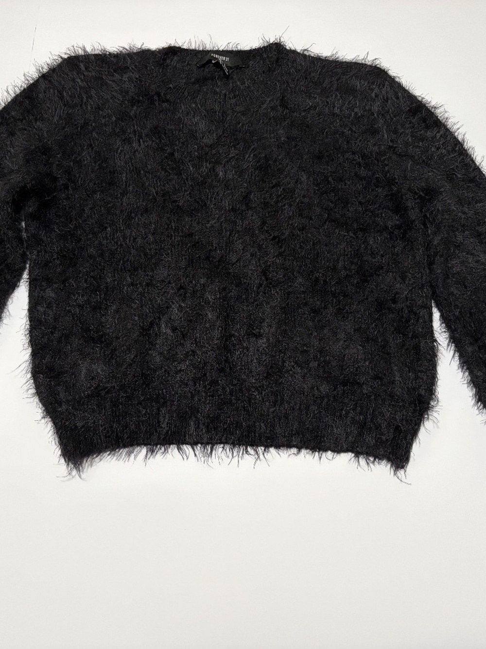 Forever 21 Black Eyelash Fuzzy Knit Sweater Size M